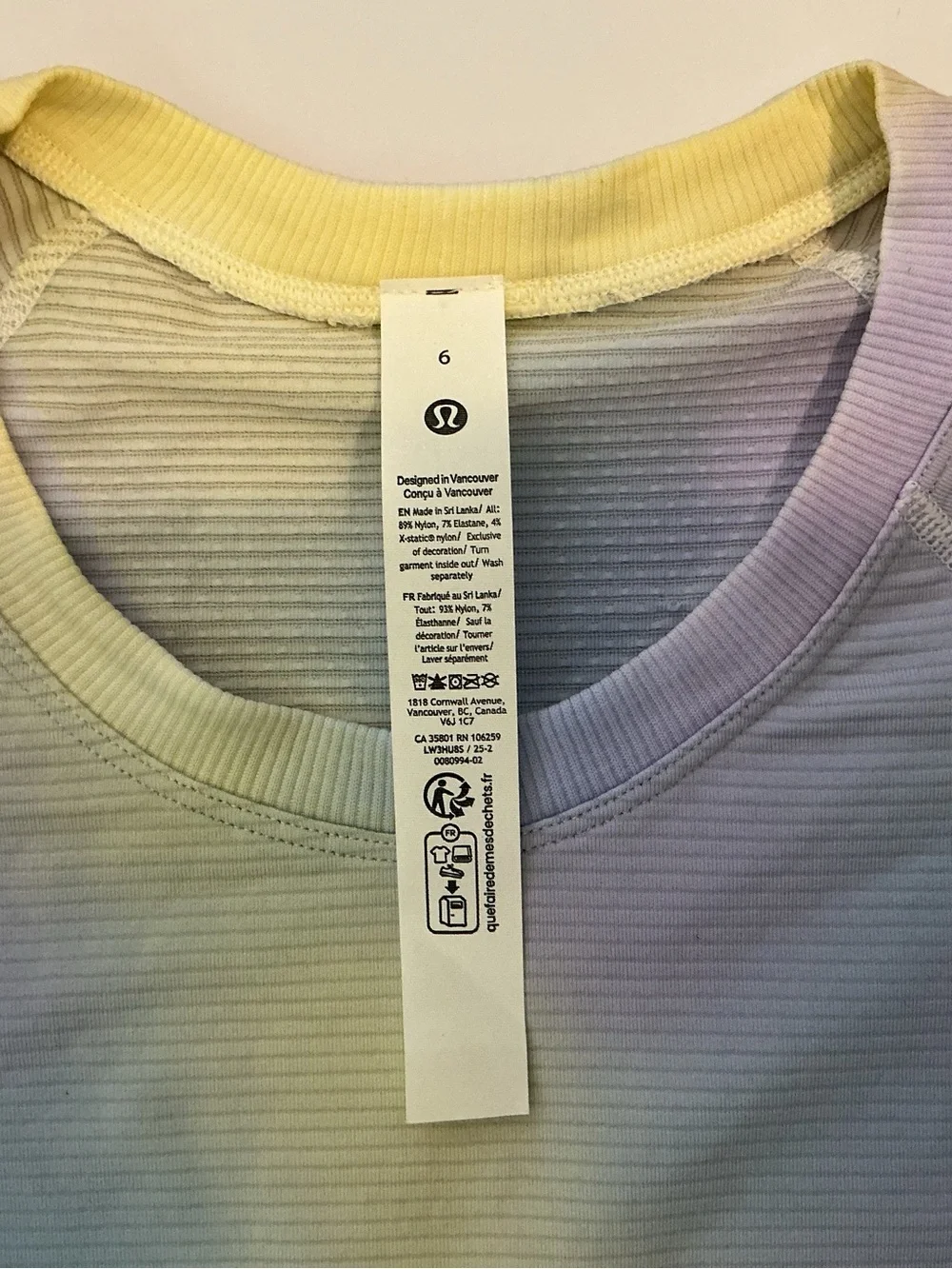 Lululemon Swiftly Tech Short-Sleeve 2.0 Wash Shirt Pastel Tie-Dye Size 6 NWT